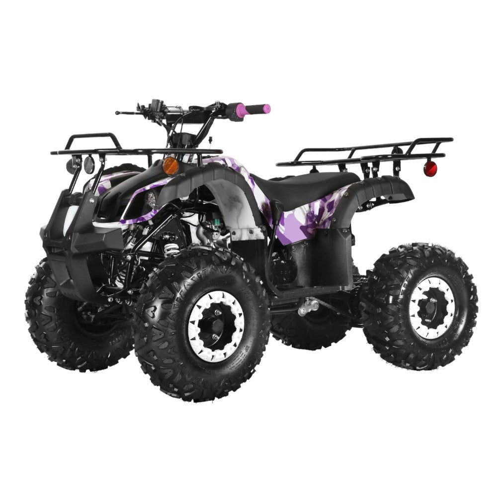 Gas 125cc ATV with Reverse Quad 4 Wheeler ATV with Headlights - Big 19"/18"Tires Off-Road Tires (Fully Assembled)