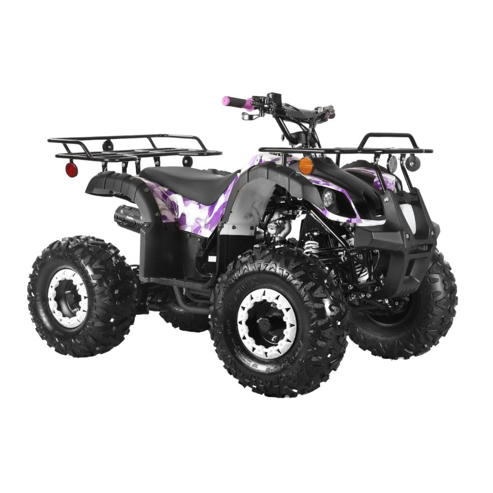 Gas 125cc ATV with Reverse Quad 4 Wheeler ATV with Headlights - Big 19"/18"Tires Off-Road Tires (Fully Assembled)