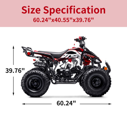 125cc ATV with Reverse Four Wheeler Gas Powered 4 Wheeler Quad with Headlights - Big 19"/18"Tires (Fully Assembled)