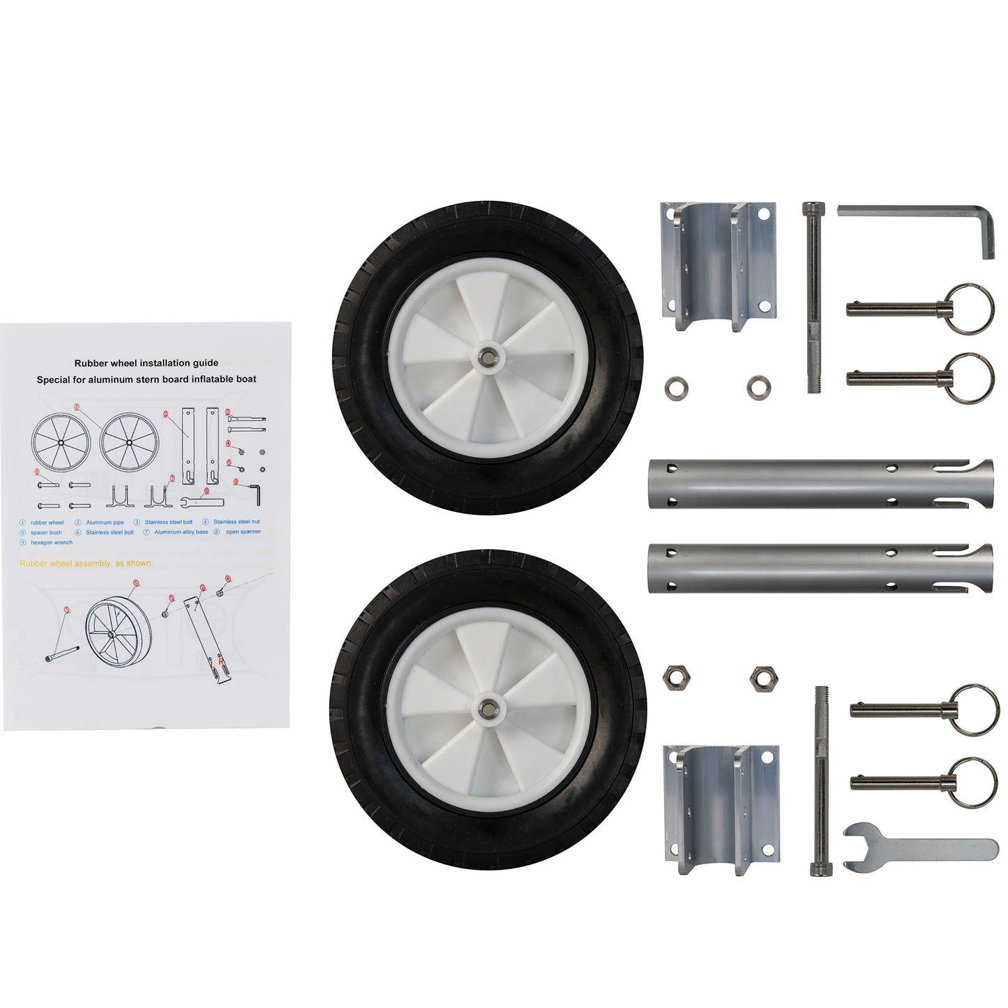 Inflatable Boat Wheel Launch Kit Transom Stainless Steel Launching Wheels and Tires