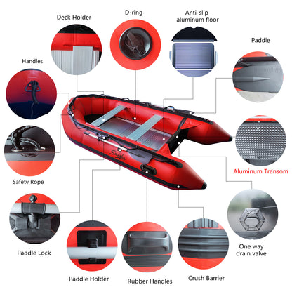 Seangles Inflatable Dinghy Boat with Aluminum Floor and Aluminum Transom - Inflatable Boat for Adults Heavy Duty - USCG Approved